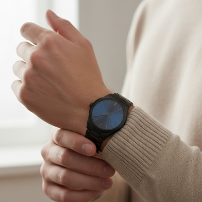 Aura | Mens Black Stainless Steel Watch