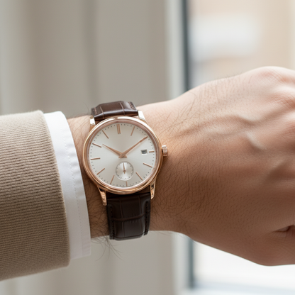 Baroque | Mens Rose Gold Leather Watch