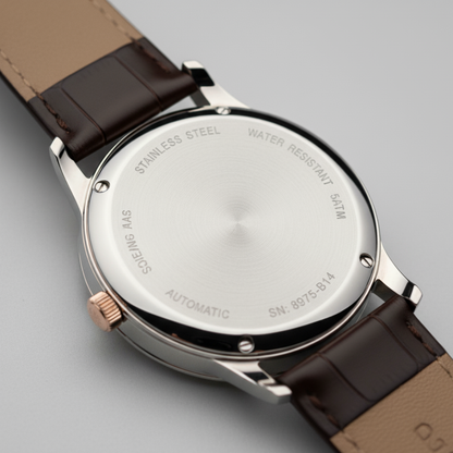 Baroque | Mens Rose Gold Leather Watch