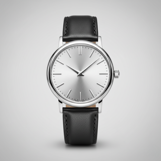 Nova | Mens Silver Leather Watch