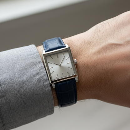 Prism | Mens Square Blue leather Watch