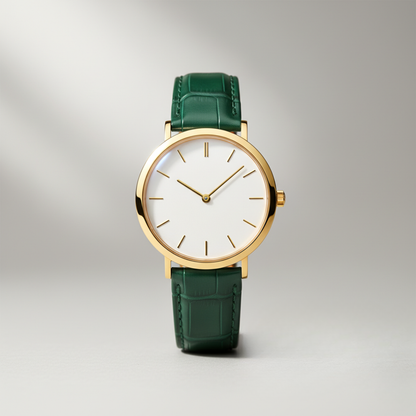 Lumi | Mens Gold Green Leather Watch